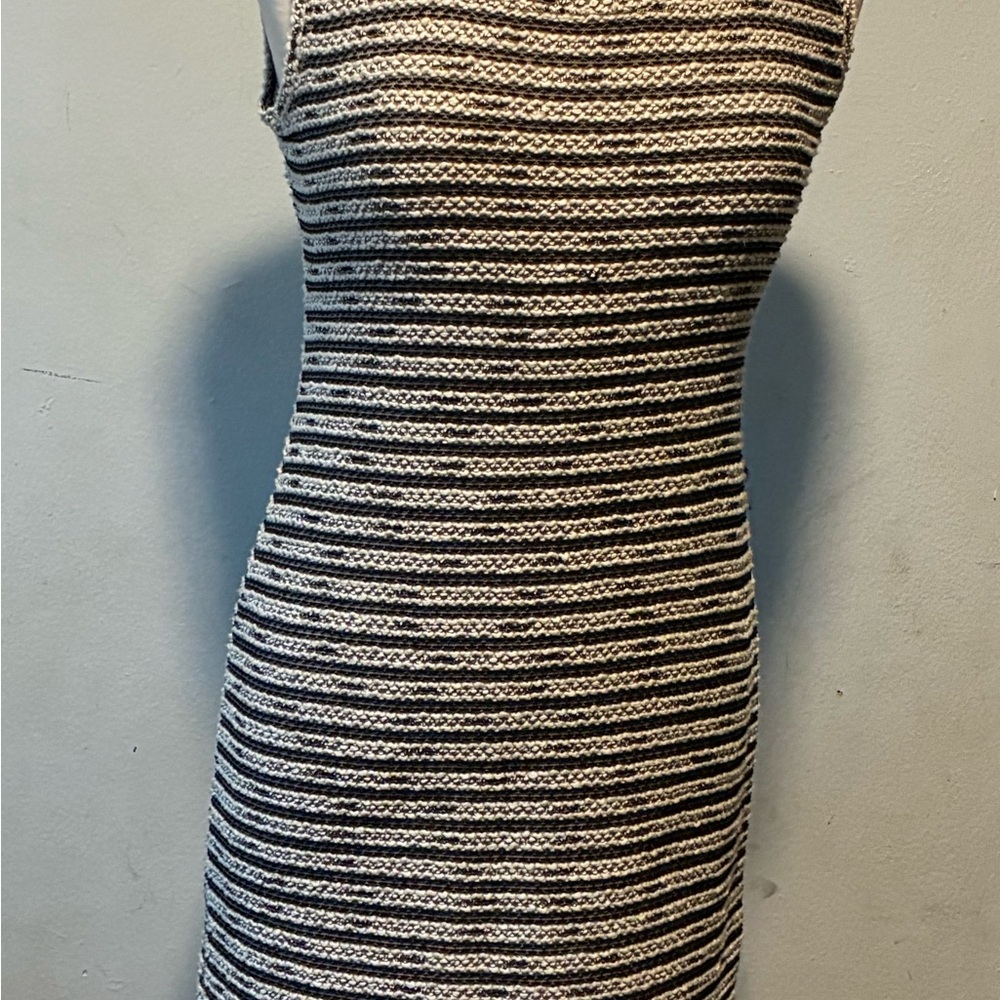 Max Studio Black and White Striped Midi Dress